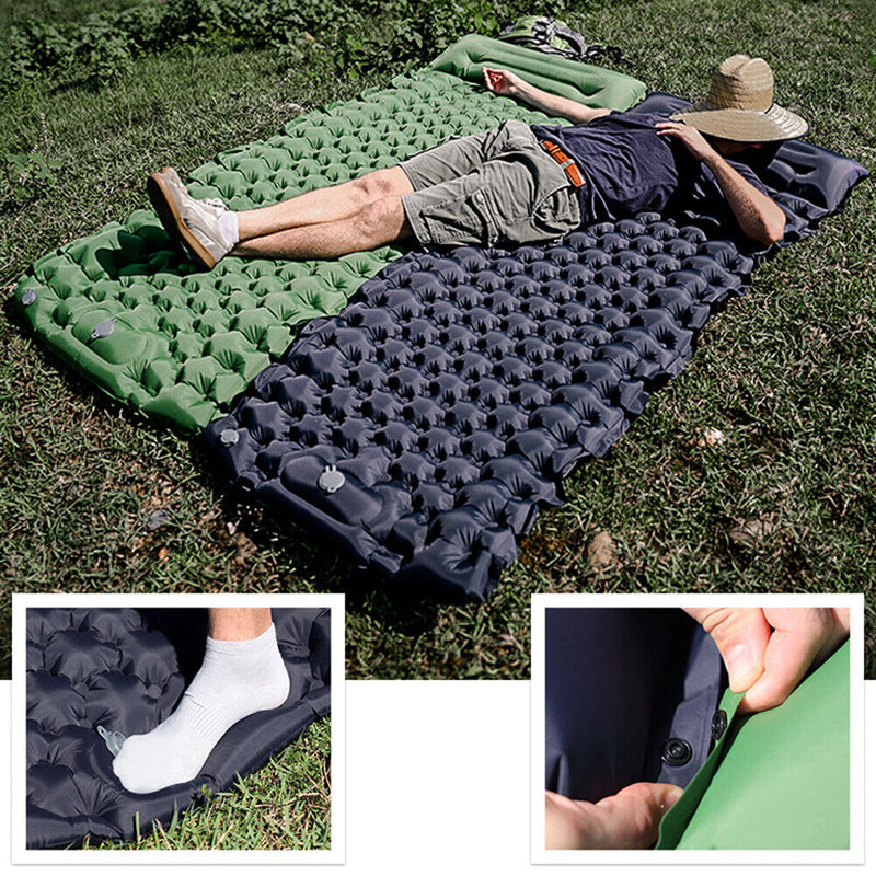 Spliceable Inflatable Air Cushion Bed Moisture Proof Outdoor Sleep Rest Mat Kit