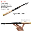 Ultra Short Telescopic Mini Spinning Fishing Rod Carbon Fiber Pole (2.1m)
