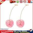 Korean Cherry Long Drop Earrings Women Sweet Fruit Dangle Earrings (Pink) Newly