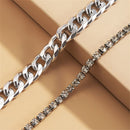 Jewelry Adjustable Chunky Chain Diamond Anklet Layered Accessory Cuban Link