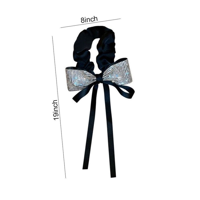 Elegant Diamond Headband Hair Jewelry Bow Ribbon Hair Rope Scrunchies