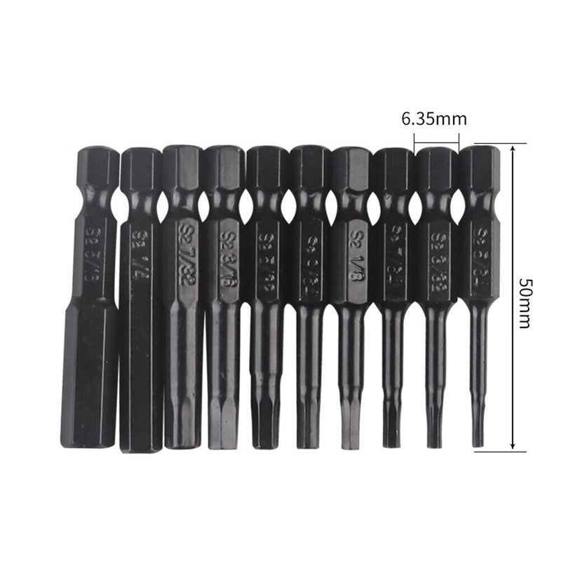 10pcs 50mm Hexagonal Drill Bits S2 Steel Magnetic Electric Screwdriver Bit