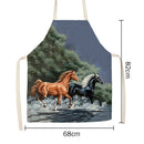 #A Kitchen Dancing Printed Linen Apron Waterproof Pinafore Home Cleaning for W