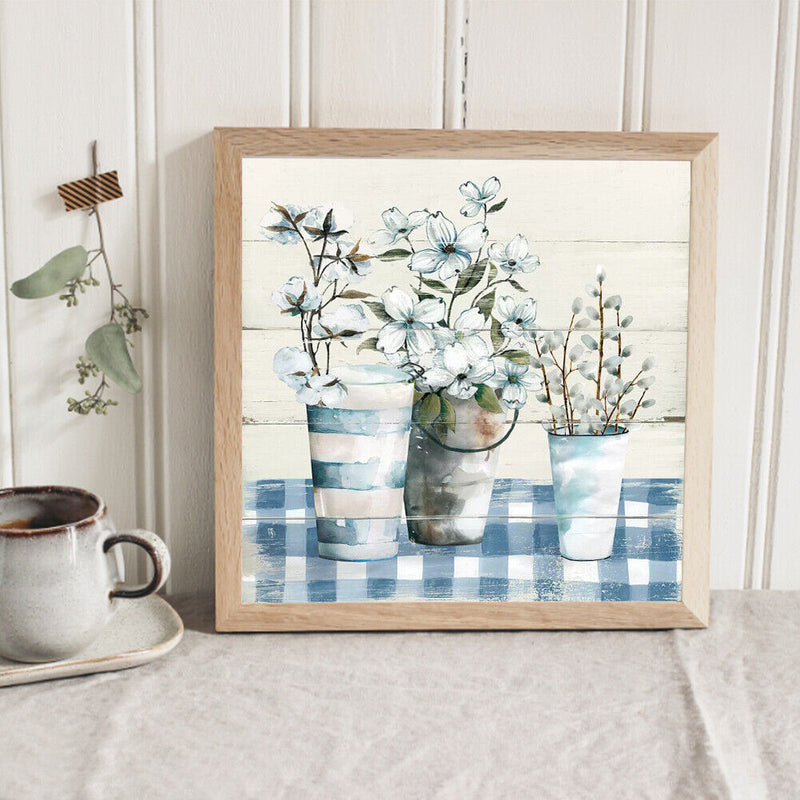 Ink Blue Flower Oil Paint By Numbers Kit DIY Acrylic Painting Wall Art Picture