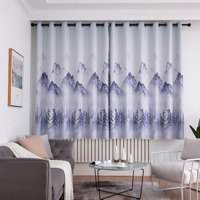 Polyester Landscape Printing Living Room Window Blinds Bedroom Blackout Curta