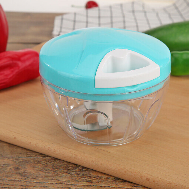 Manual Fruit Vegetable Shredder Garlic Cutter Food Grinder Crusher (Blue)