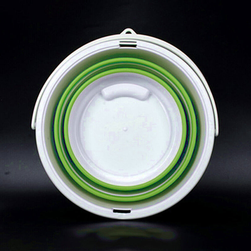 Collapsible Bucket Portable Outdoor Fishing Car Washing Basin (Green 3L) Newly