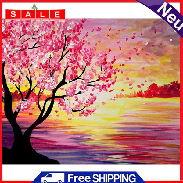 50x40cm Oil Paint By Numbers Sunset Sea Frameless Picture Craft Home Decor Kit