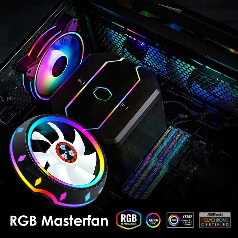 PC Computer Case Fan RGB LED Quiet 100mm Air CPU Cooler for Intel AMD Newly