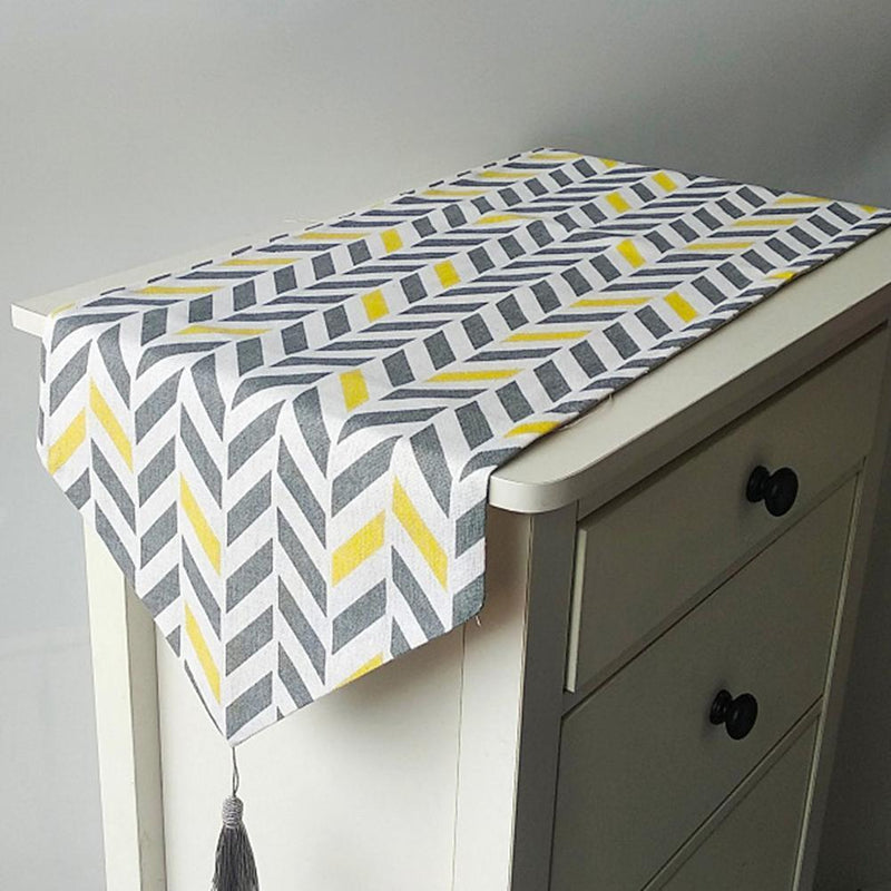 Nordic Style Geometric Pattern Linen Table Runner Tablecloth Coffee Table Cover