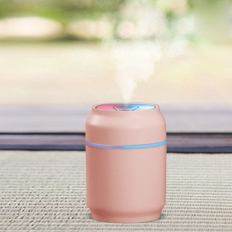 Portable Car Air Humidifier Dazzling LED Light Mist Aroma Diffuser (Pink)