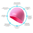 Waterproof Swimming Caps Women Men Silicone Ear Protection Swim Hat (Pink) Newly