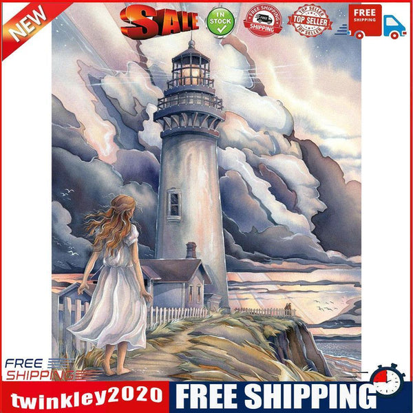 Lighthouse After Storm Oil Paint By Numbers Kits DIY Handpainted on Canvas
