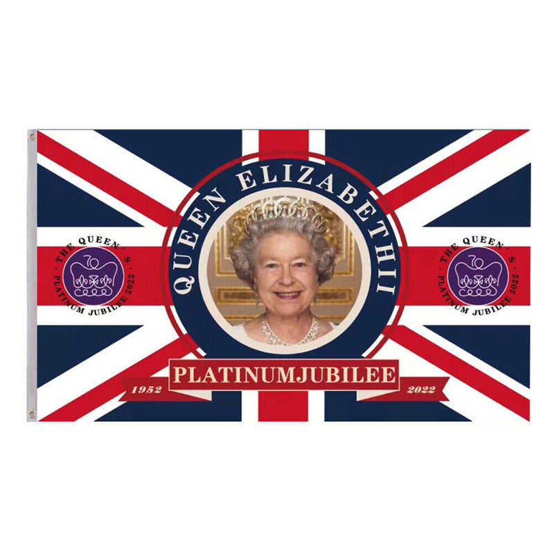 Elizabeth II Banner with Brass Grommets Street Patriotism Souvenir Printed Decor