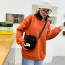 Women Corduroy Zipper Messenger Bag Multi-layer Small Crossbody Bag (Black)