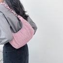 Retro Women Plush Hobos Shoulder Underarm Bag Chain Handbag (Light Pink)