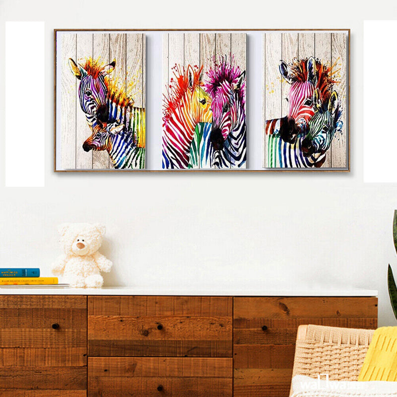 3 Zebra Oil Paint By Numbers Canvas Drawing DIY Coloring Pictures Color Panels