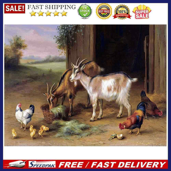 Goat Rooster Oil Paint By Numbers Kit DIY Acrylic Painting on Canvas (B1475)