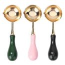 Wood Handle Sealing Wax Spoon Wax Bead Tablet Melting Spoons Craft (Black)