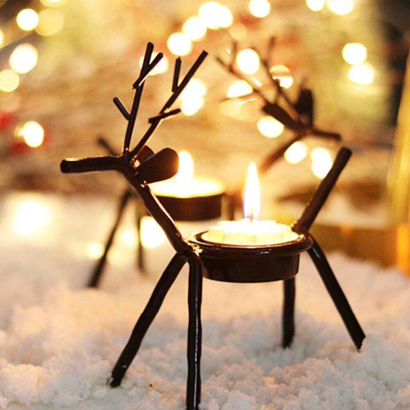 Creative Deer Candlestick Iron Art Christmas Candlestick for Holiday Party Decor