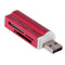 USB2.0 4-Inch Multi Memory Card Reader for SD/SDHC/Mini SD/MMC/TF (Red)