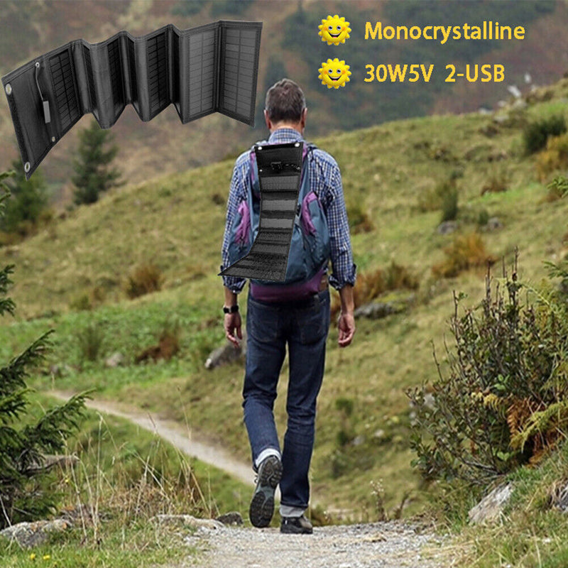 25W Foldable Solar Panel Charger Dual USB Output Phone Power Charging Devices