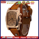Unisex Men Women Leather Band Rectangle Dial Wristwatch Quartz Watch Orange