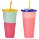 Discoloration Temperature Multicolor Drink Ware Plastic Cup Straw Cup Coffee