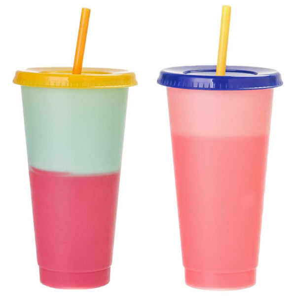 Discoloration Temperature Multicolor Drink Ware Plastic Cup Straw Cup Coffee