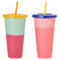 Discoloration Temperature Multicolor Drink Ware Plastic Cup Straw Cup Coffee