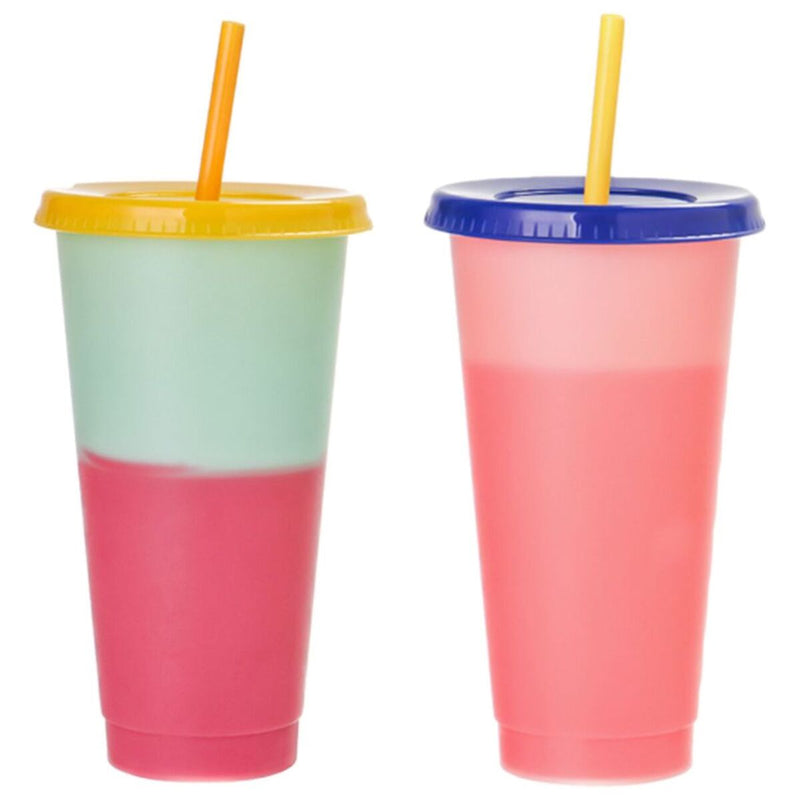 Discoloration Temperature Multicolor Drink Ware Plastic Cup Straw Cup Coffee