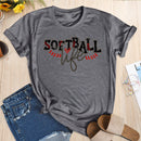 Independence Day Print Softball Letter Tea T-Shirt (Grey L)