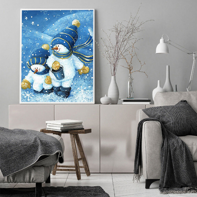 Oil Paint by Numbers Hat Snowman Canvas Artwork Living Room Picture Decoration