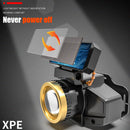 Head-mounted Flashlight Torch Solar + USB Rechargeable Head Light Waterproof