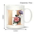 Unique Creative Ceramic Coffee Mugs with Flower and Letter H for Friends