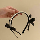 Retro French Temperament High-level Feeling Pressure Hair Bow Band Black H1W3