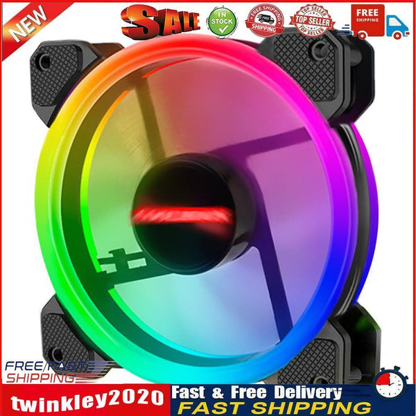 COOLMOON 12cm RGB Small 6 Pin Quiet Desktop PC Case Cooling Fan (1 Fan) Newly