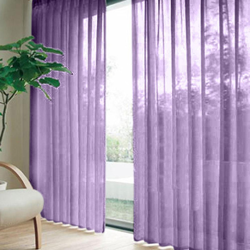 2pcs Solid Color Window Curtain Flower Pattern Valance Dark Purple