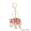 Crystal Rhinestone Elephant Key Chains Women Bag Car Pendant Keyring(Red)