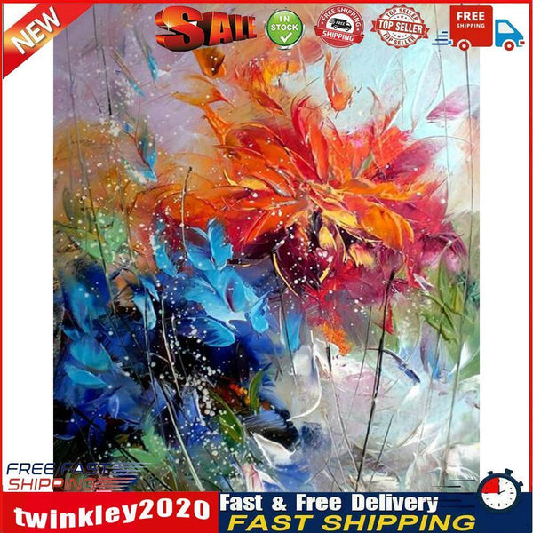 Frameless Oil Paint By Numbers Flower DIY Canvas Picture Craft for Home Newly
