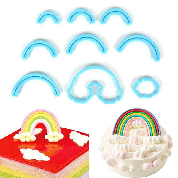 9x Rainbow Cookies Biscuit Cutter Fondant Mould Cake Sugarcraft Decorating Mold