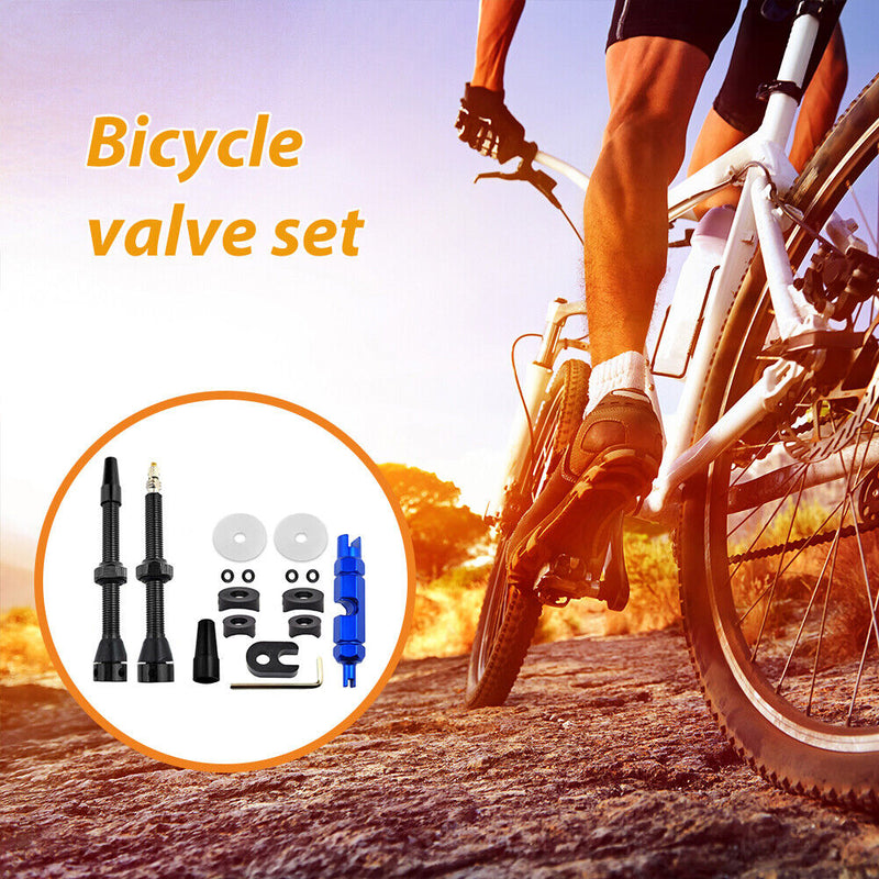 Bike Tubeless Presta Valve Set Bike CNC Machined Anodized Tool (60mm Black)