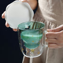 Transparent Glass Christmas Tree With Cover Water Bottle Milk Cup Creative Mug