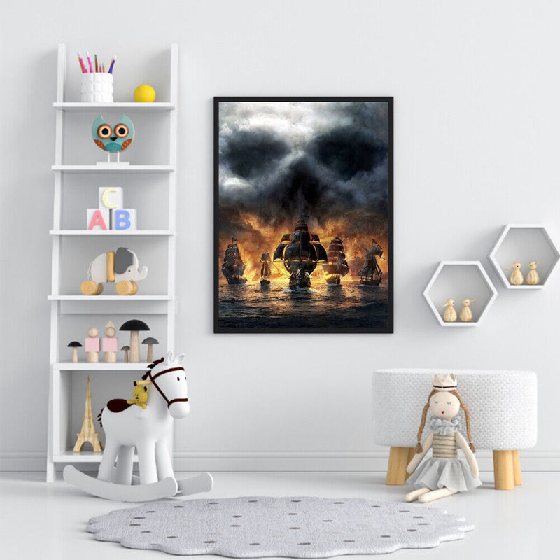 Fire Ship Drawing Frameless DIY Oil Paint by Numbers Canvas Home Decoration
