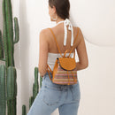 #A Women Straw Shoulder Backpack Boho Summer Beach Embroidery Woven Schoolbags