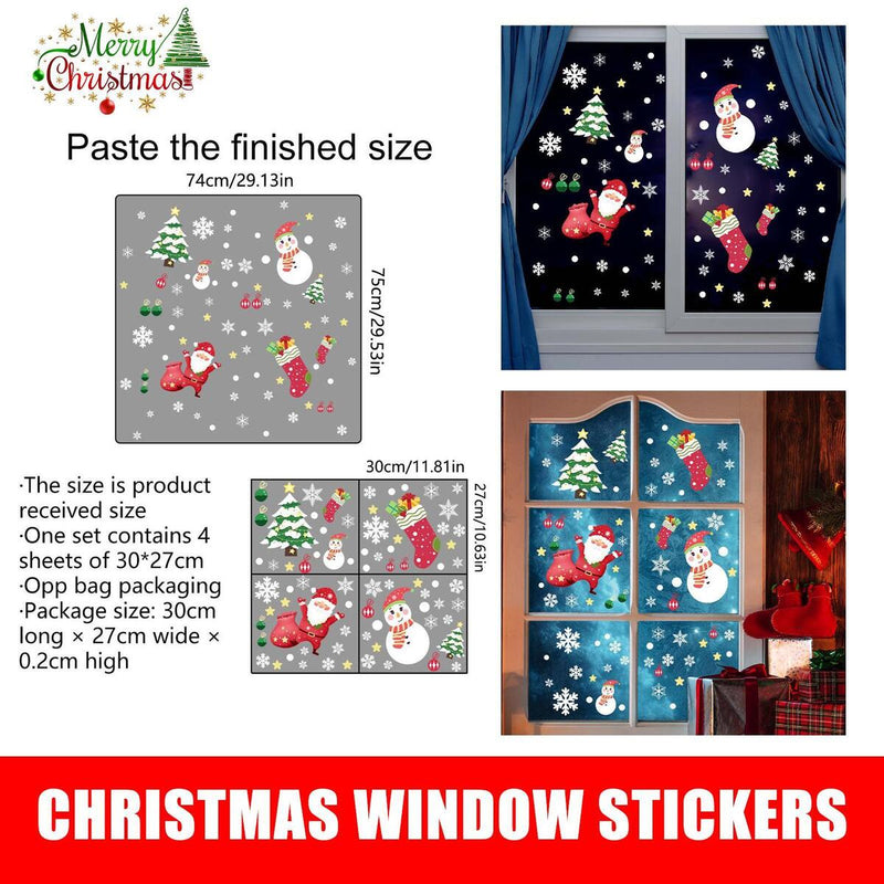 Christmas Santa Window Glass Stickers Mirror Stickers Snowflake Wall Door~