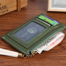 Multi-slot Wallet Mini Lady Leather Coin Purse Solid Color Zipper Purse Card