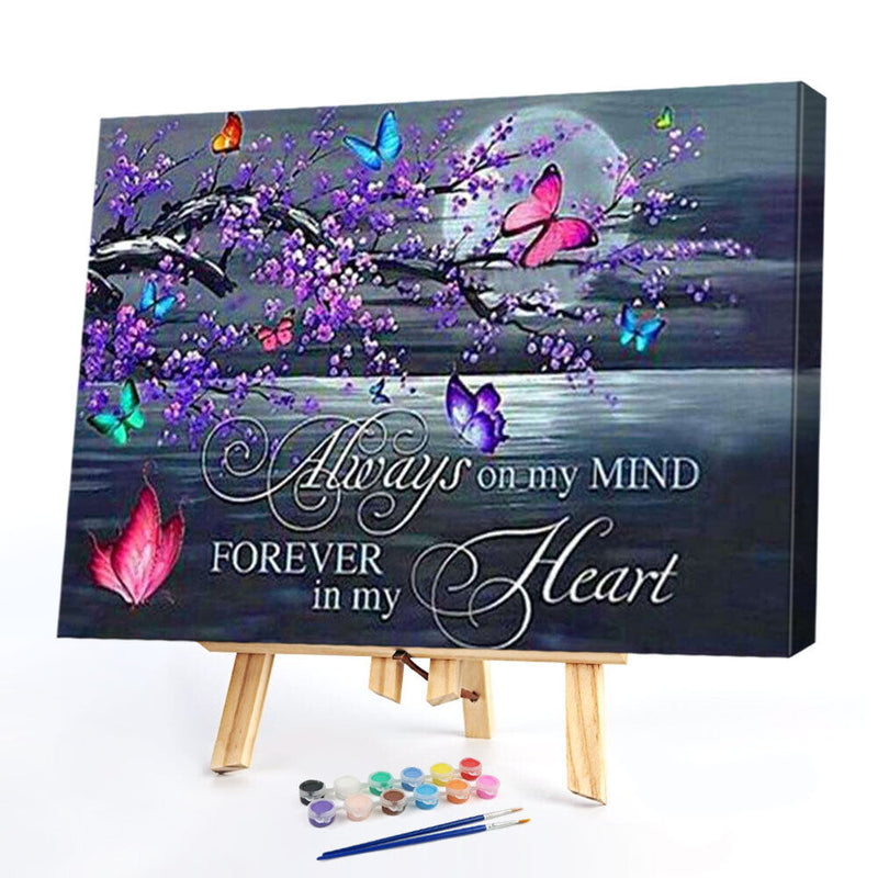 Butterfly Words Oil Paint By Numbers Kits Canvas Picture Wall Art DIY Craft G