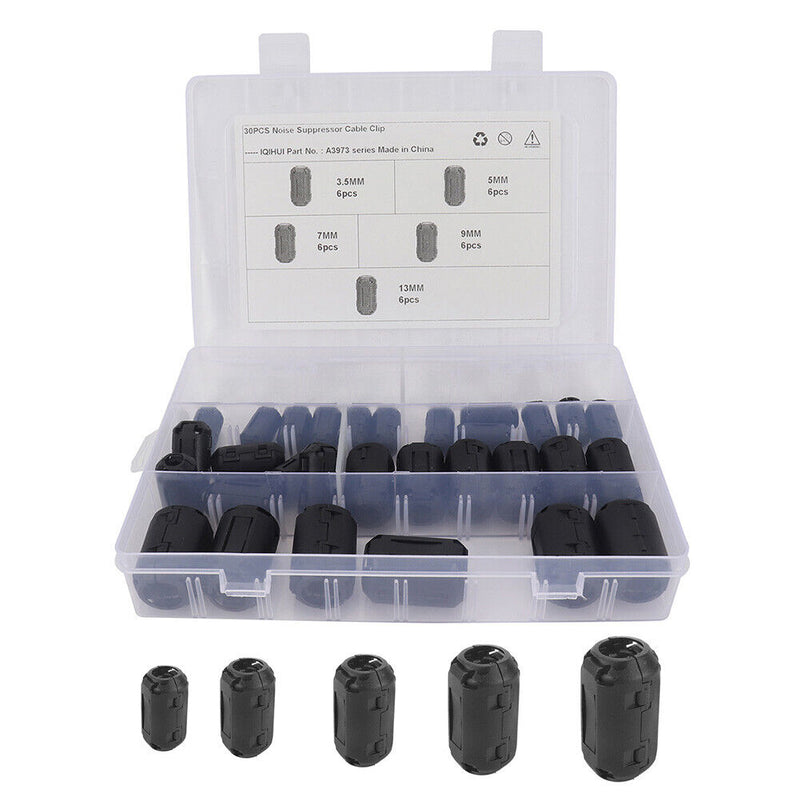 5 Sizes  on Ferrite Bead Noise Suppressor 3.5mm 5mm 7mm 9mm 13mm Pack of 30