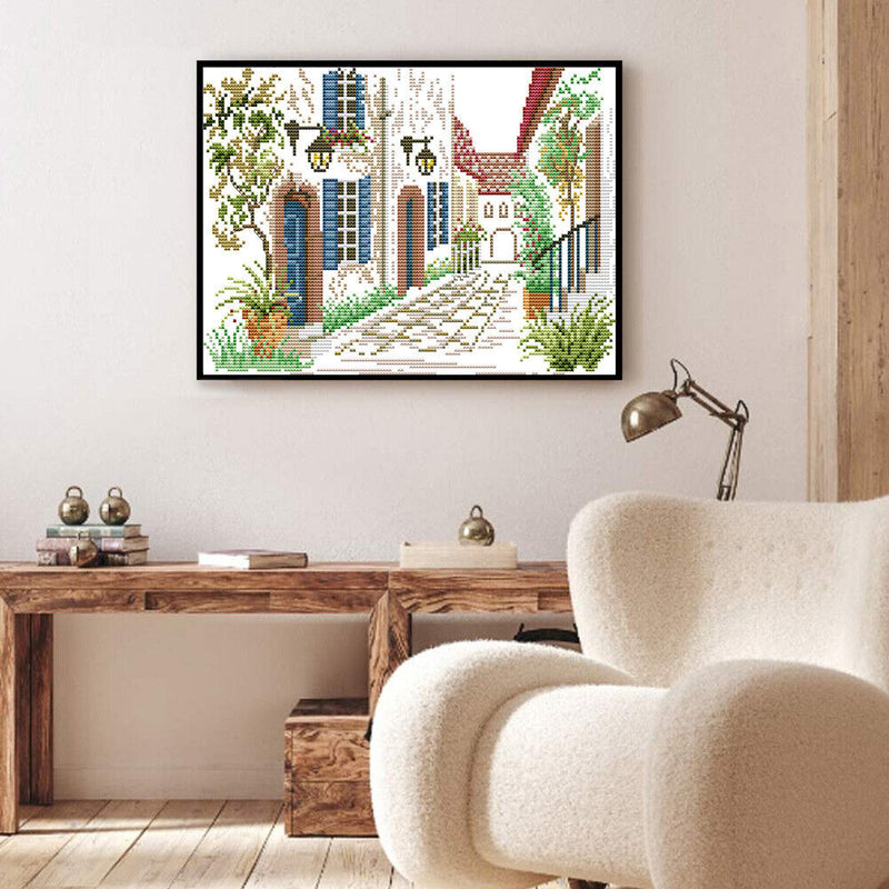 2 Strands Street Corner Partial Embroidery Stamped Cross Stitch Home Decor Gifts